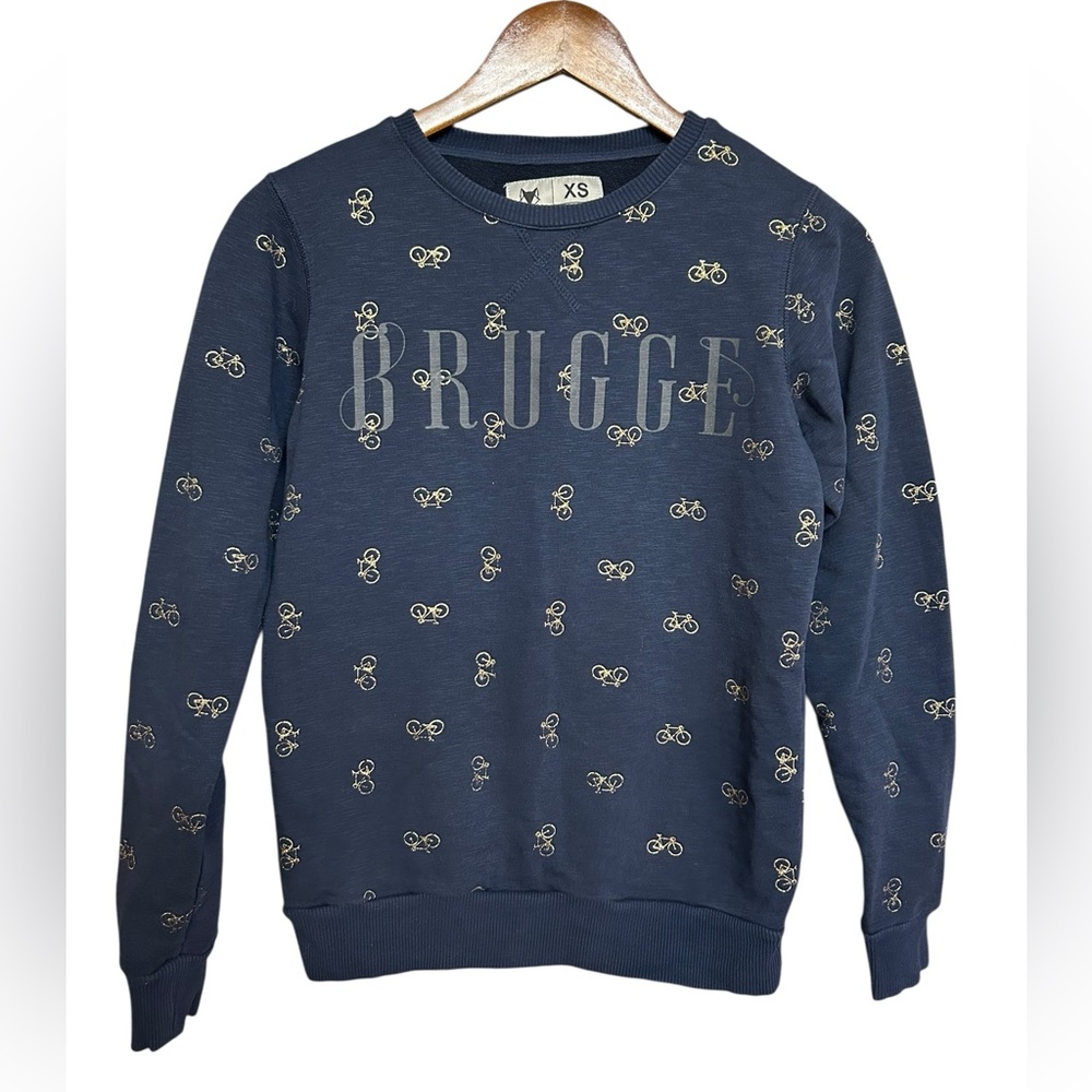 BRUGGE Novelty Bicycle Funky Sweatshirt Blue Size XS